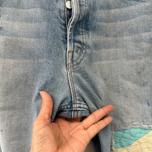 MOTHER The Patchwork Tomcat Ankle Raw Hem New Hobbies Blue 28 - Picture 4 of 16